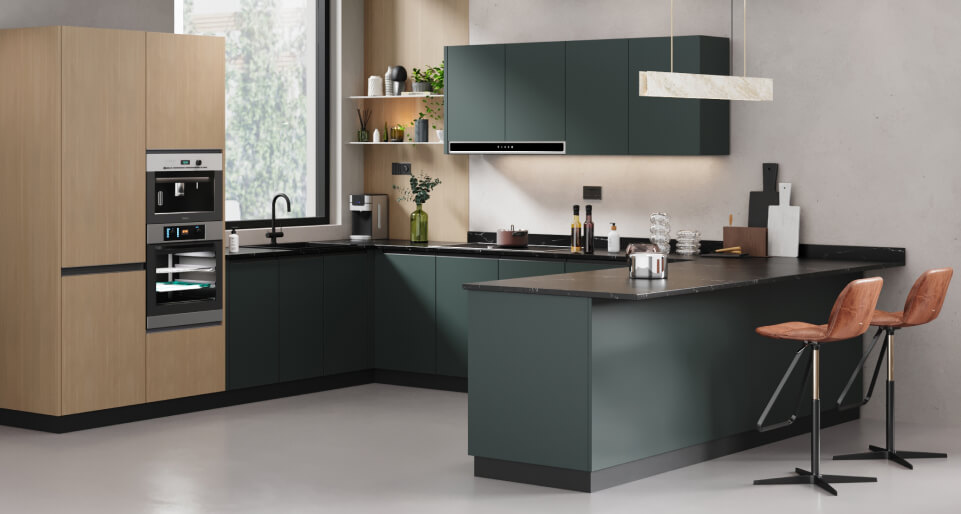 U-Shape Kitchen Army Green 