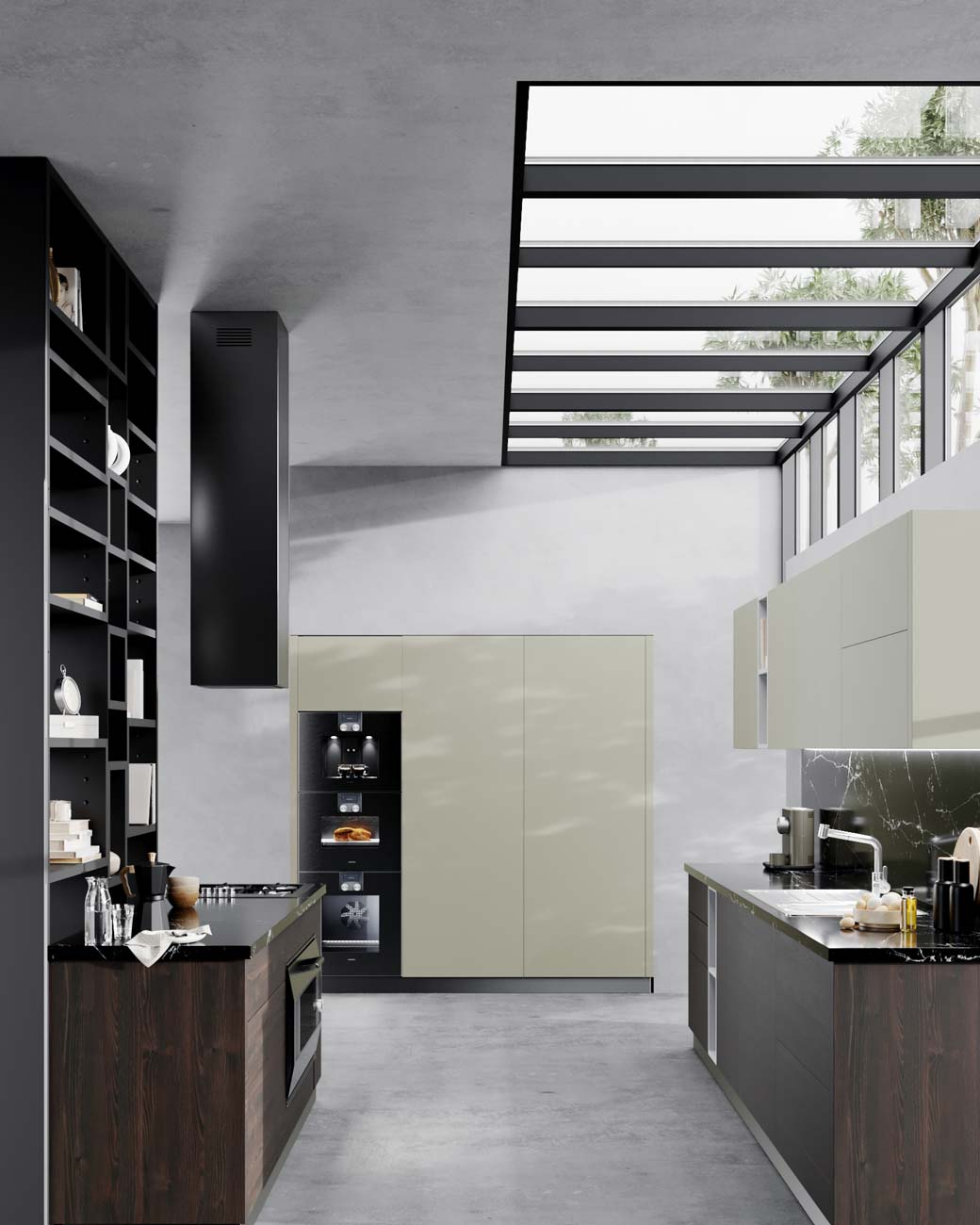 Neutral Kitchen with Tall Cabinets