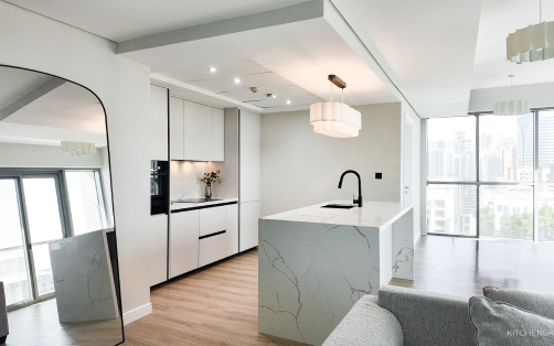 Modern Minimalist Fluted Island Kitchen